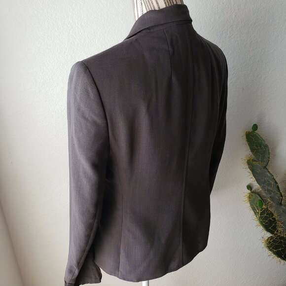 AKRIS 100% Wool Blazer Dark Gray Snap Button Jacket size 10 Career Minimalist - Picture 16 of 16